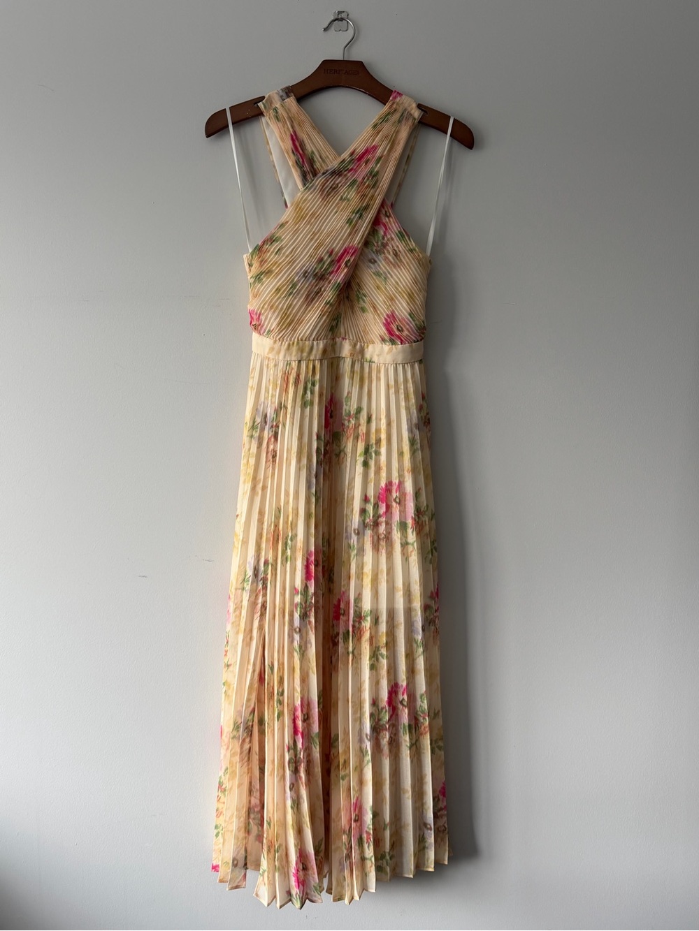 NWT Ted Baker Cross Front Pleated midi dress women’s size 1 Retail $395